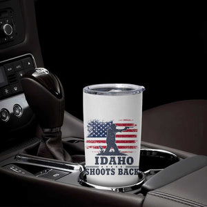 Idaho Shoots Back Distressed American Flag Tumbler Cup Cowboy Gunslinger Graphic TS02 Print Your Wear