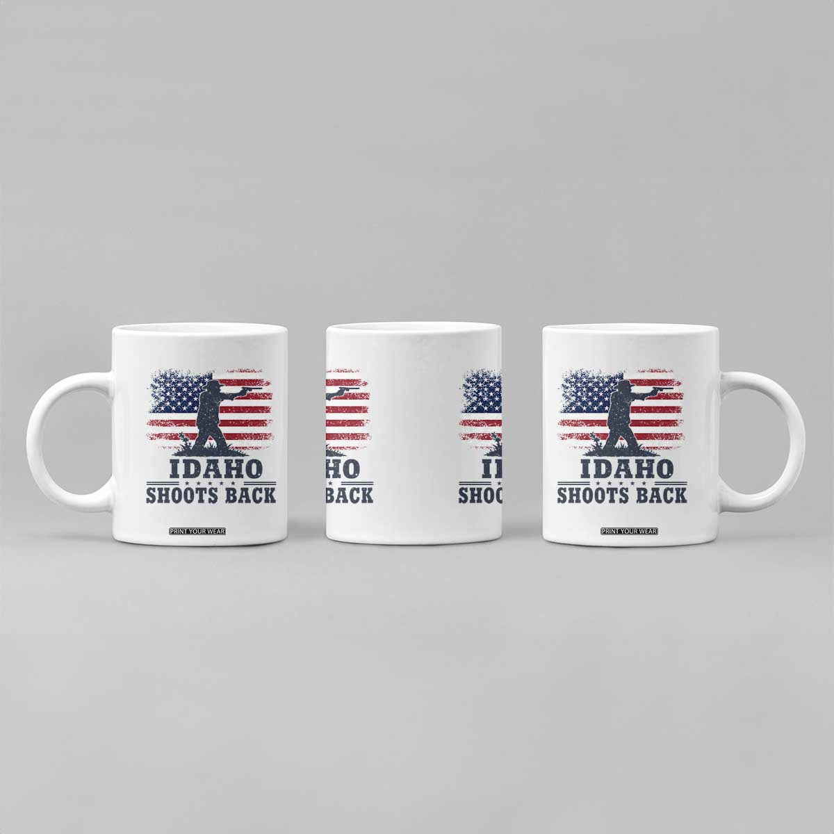 Idaho Shoots Back Distressed American Flag Coffee Mug Cowboy Gunslinger Graphic TS02 Print Your Wear