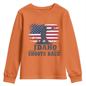 Idaho Shoots Back Distressed American Flag Youth Sweatshirt Cowboy Gunslinger Graphic TS02 Orange Print Your Wear