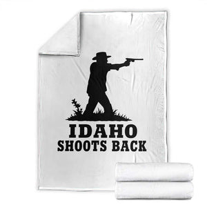 Idaho Shoots Back Minimalist Gunslinger Silhouette State Pride Graphic Throw Blanket TS02 White Print Your Wear