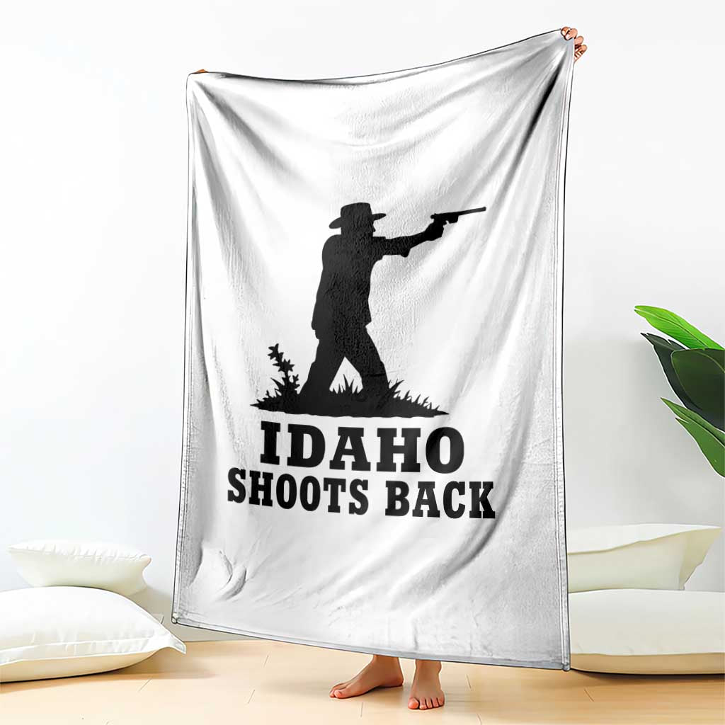 Idaho Shoots Back Minimalist Gunslinger Silhouette State Pride Graphic Throw Blanket TS02 Print Your Wear