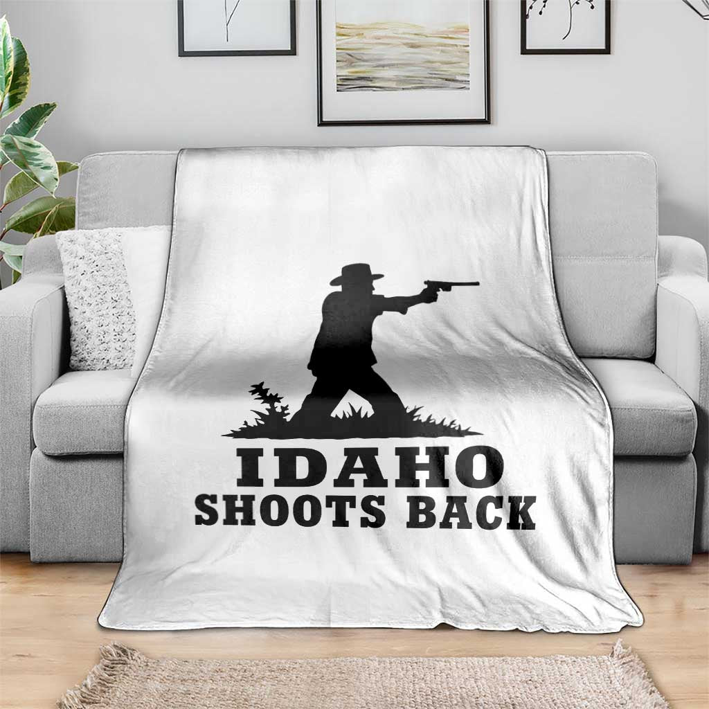 Idaho Shoots Back Minimalist Gunslinger Silhouette State Pride Graphic Throw Blanket TS02 Print Your Wear