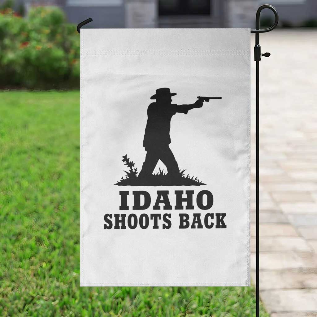 Idaho Shoots Back Minimalist Gunslinger Silhouette State Pride Graphic Garden Flag TS02 Print Your Wear