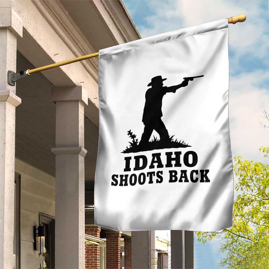 Idaho Shoots Back Minimalist Gunslinger Silhouette State Pride Graphic Garden Flag TS02 Print Your Wear