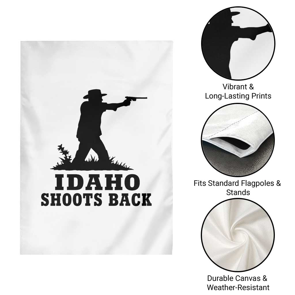 Idaho Shoots Back Minimalist Gunslinger Silhouette State Pride Graphic Garden Flag TS02 Print Your Wear
