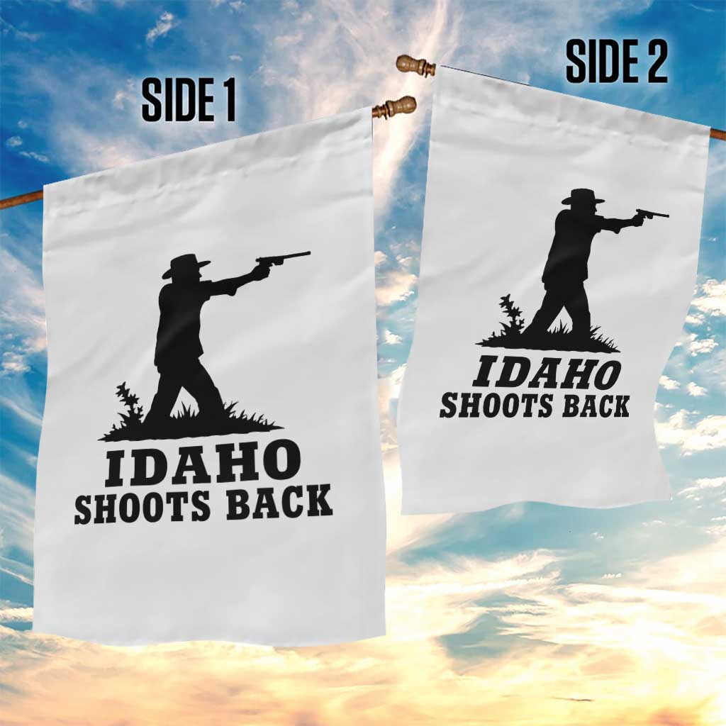Idaho Shoots Back Minimalist Gunslinger Silhouette State Pride Graphic Garden Flag TS02 Print Your Wear