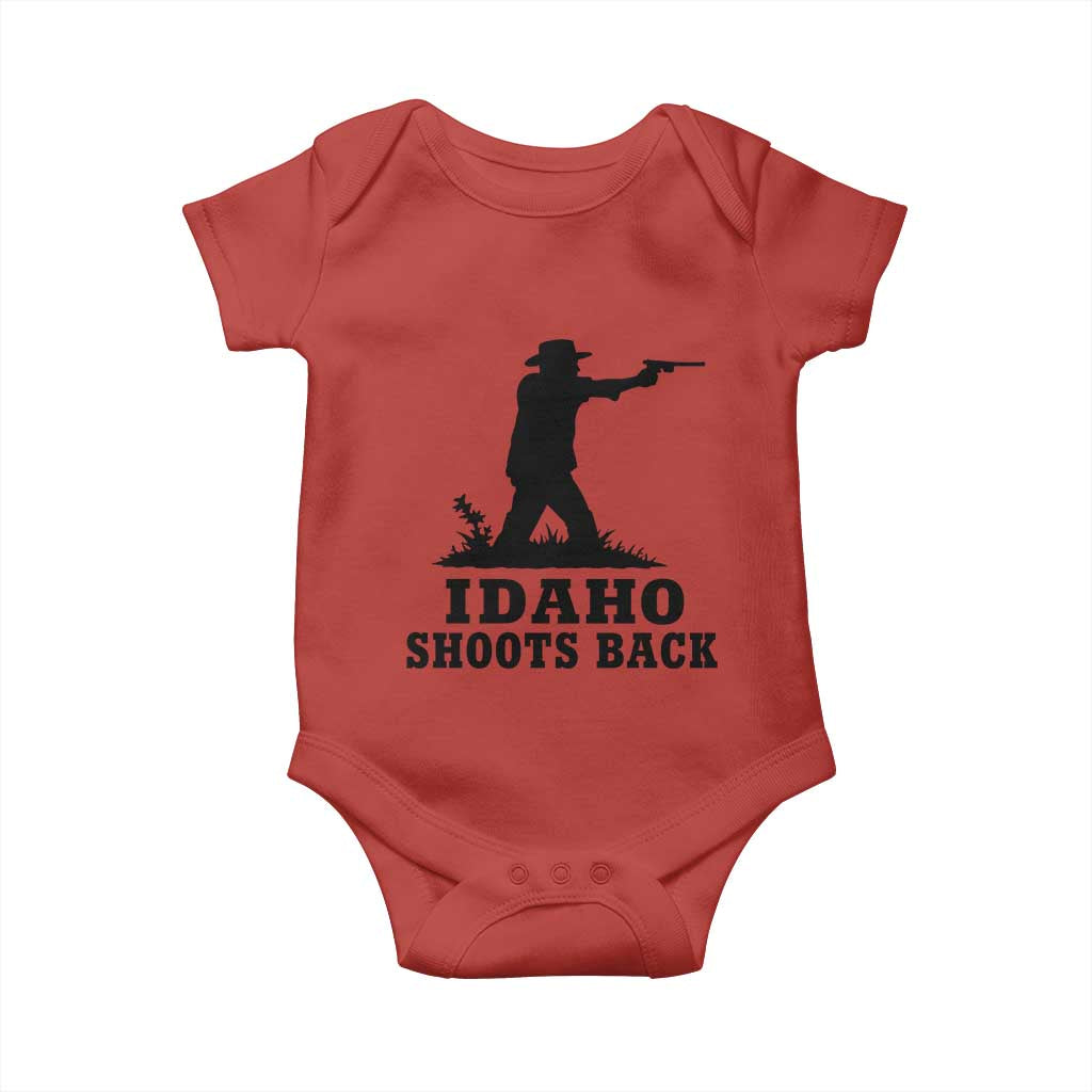 Idaho Shoots Back Minimalist Gunslinger Silhouette State Pride Graphic Baby Onesie TS02 Red Print Your Wear