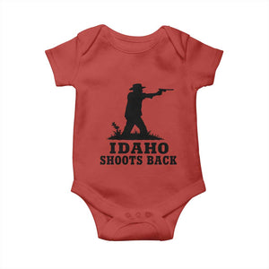Idaho Shoots Back Minimalist Gunslinger Silhouette State Pride Graphic Baby Onesie TS02 Red Print Your Wear