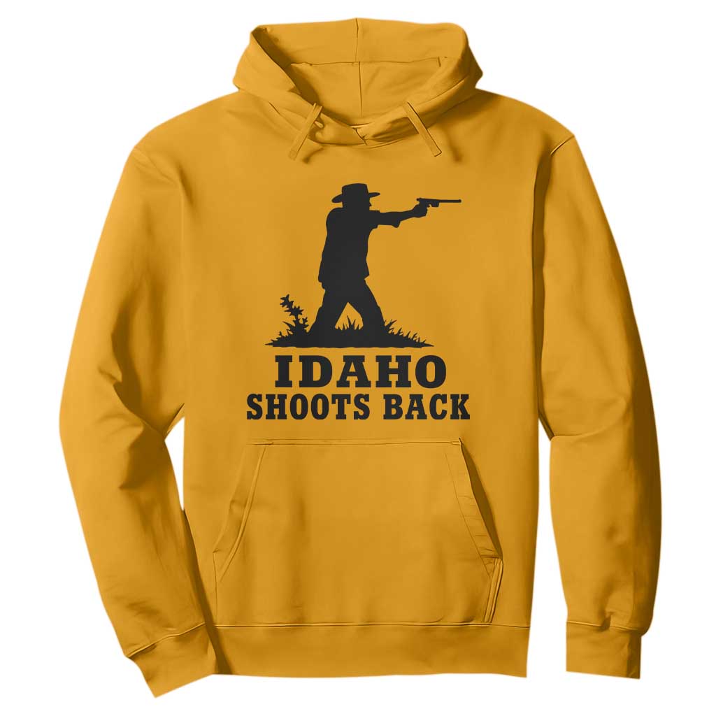 Idaho Shoots Back Minimalist Gunslinger Silhouette State Pride Graphic Hoodie TS02 Gold Print Your Wear