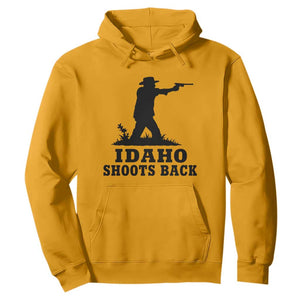 Idaho Shoots Back Minimalist Gunslinger Silhouette State Pride Graphic Hoodie TS02 Gold Print Your Wear