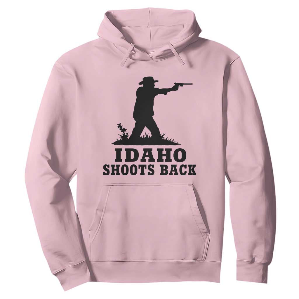 Idaho Shoots Back Minimalist Gunslinger Silhouette State Pride Graphic Hoodie TS02 Light Pink Print Your Wear