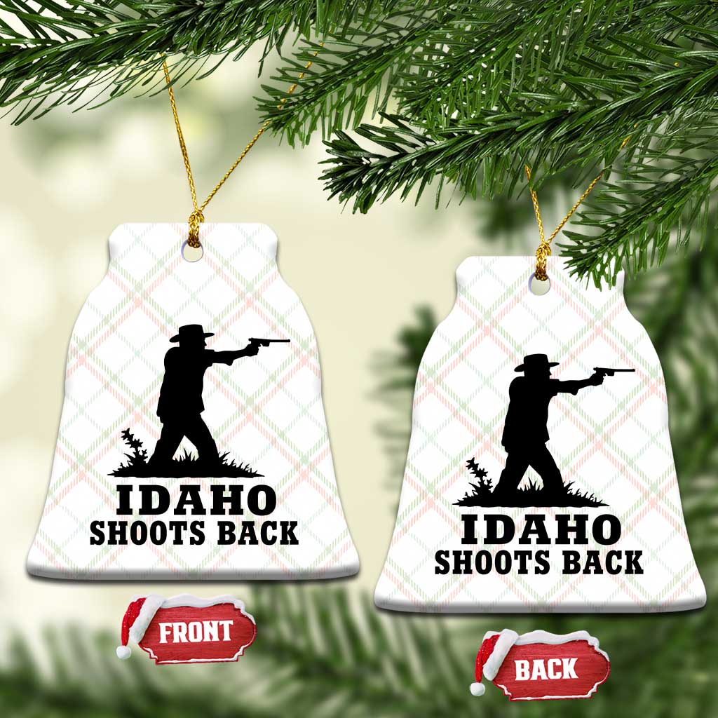Idaho Shoots Back Minimalist Gunslinger Silhouette State Pride Graphic Ceramic Ornament TS02 Print Your Wear
