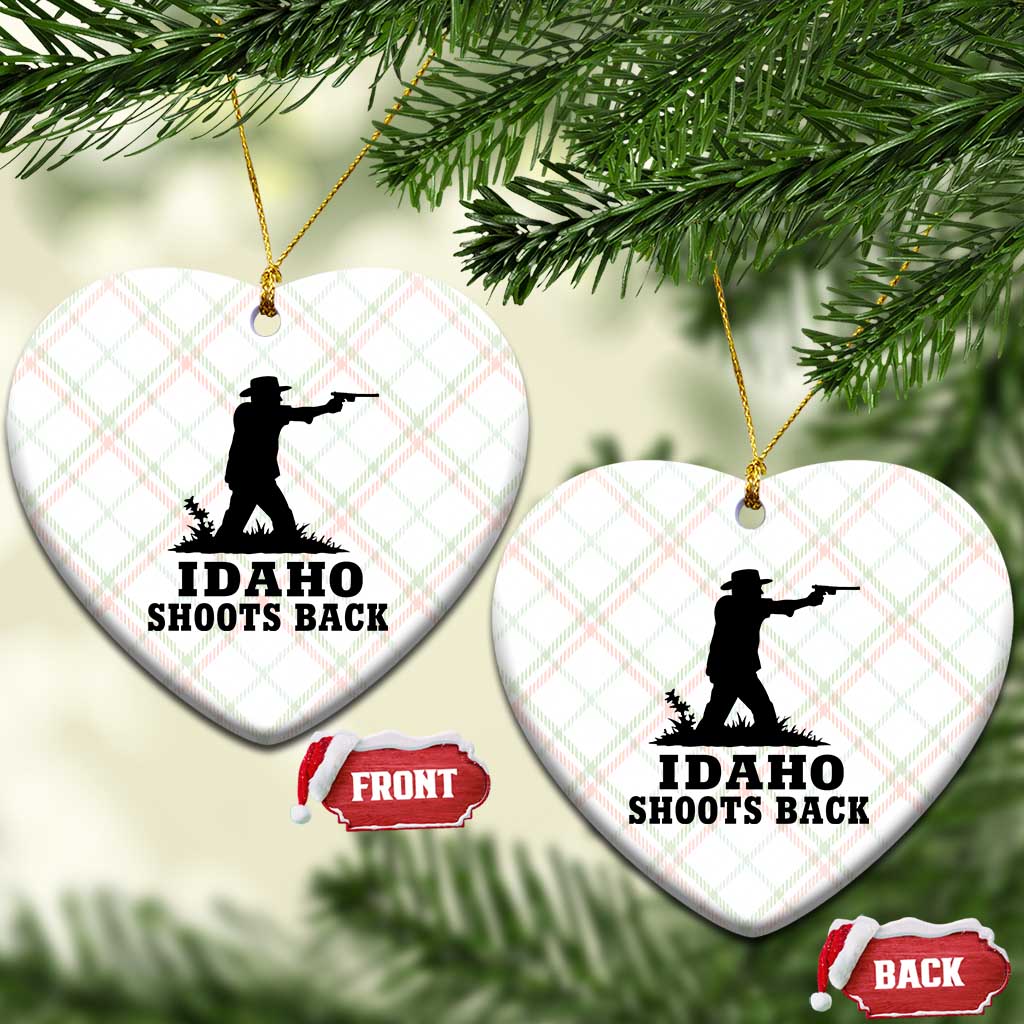 Idaho Shoots Back Minimalist Gunslinger Silhouette State Pride Graphic Ceramic Ornament TS02 Print Your Wear