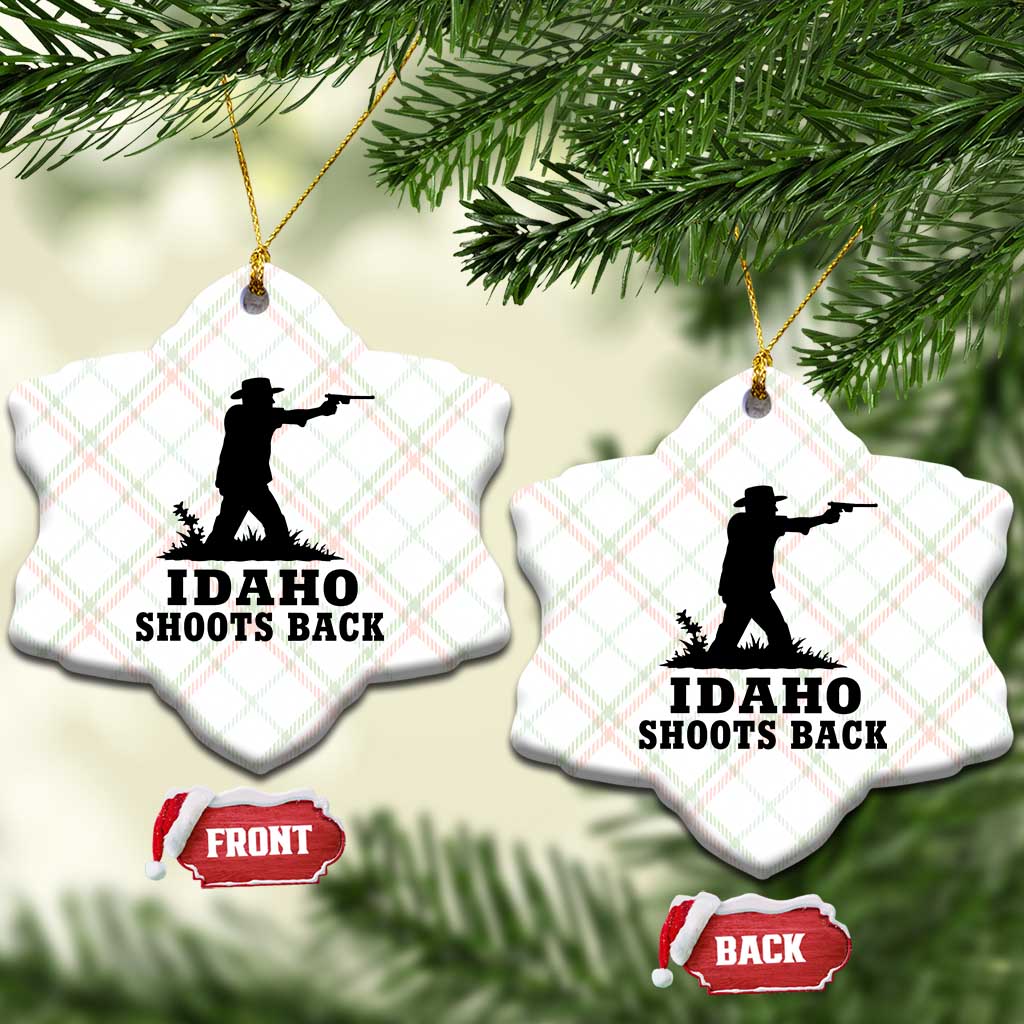 Idaho Shoots Back Minimalist Gunslinger Silhouette State Pride Graphic Ceramic Ornament TS02 Print Your Wear