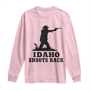 Idaho Shoots Back Minimalist Gunslinger Silhouette State Pride Graphic Long Sleeve Shirt TS02 Light Pink Print Your Wear