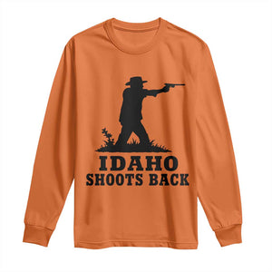 Idaho Shoots Back Minimalist Gunslinger Silhouette State Pride Graphic Long Sleeve Shirt TS02 Orange Print Your Wear