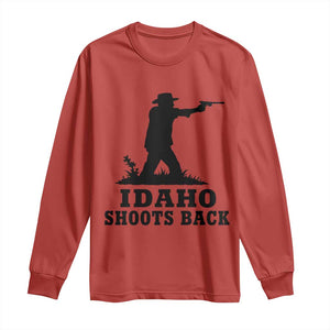 Idaho Shoots Back Minimalist Gunslinger Silhouette State Pride Graphic Long Sleeve Shirt TS02 Red Print Your Wear