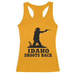Idaho Shoots Back Minimalist Gunslinger Silhouette State Pride Graphic Racerback Tank Top TS02 Gold Print Your Wear