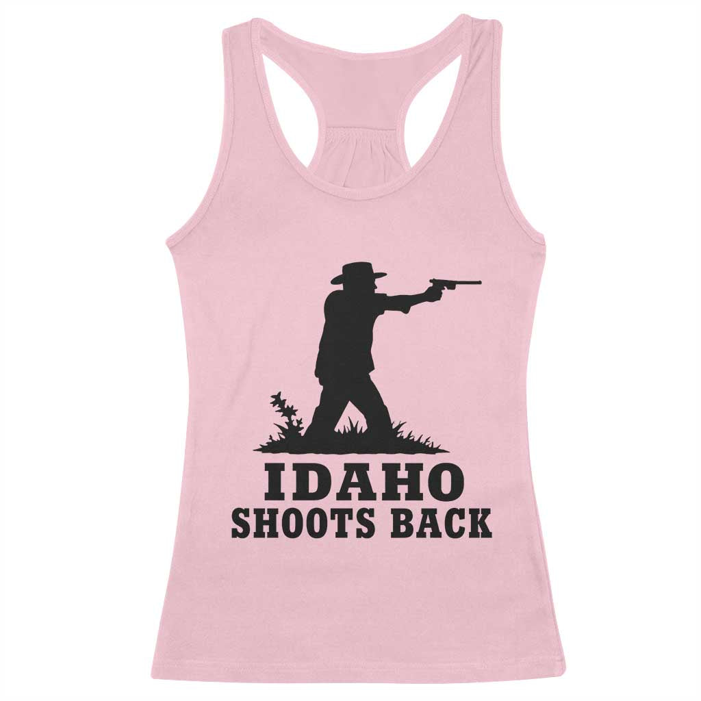 Idaho Shoots Back Minimalist Gunslinger Silhouette State Pride Graphic Racerback Tank Top TS02 Light Pink Print Your Wear
