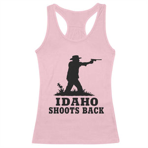 Idaho Shoots Back Minimalist Gunslinger Silhouette State Pride Graphic Racerback Tank Top TS02 Light Pink Print Your Wear