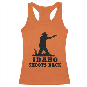 Idaho Shoots Back Minimalist Gunslinger Silhouette State Pride Graphic Racerback Tank Top TS02 Orange Print Your Wear