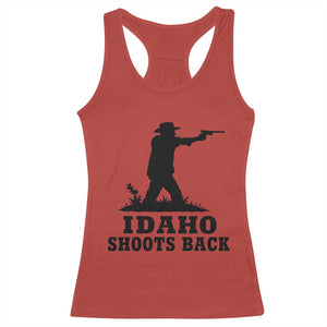 Idaho Shoots Back Minimalist Gunslinger Silhouette State Pride Graphic Racerback Tank Top TS02 Red Print Your Wear
