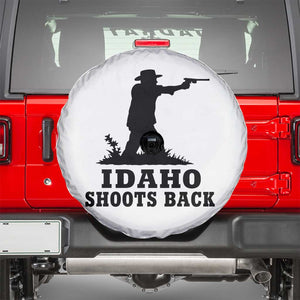 Idaho Shoots Back Minimalist Gunslinger Silhouette State Pride Graphic Spare Tire Cover TS02 White Print Your Wear