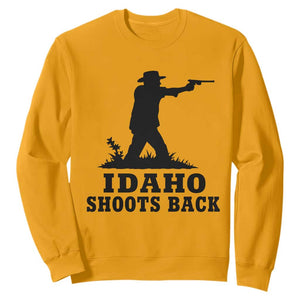 Idaho Shoots Back Minimalist Gunslinger Silhouette State Pride Graphic Sweatshirt TS02 Gold Print Your Wear