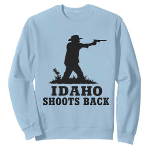 Idaho Shoots Back Minimalist Gunslinger Silhouette State Pride Graphic Sweatshirt TS02 Light Blue Print Your Wear