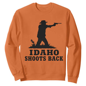 Idaho Shoots Back Minimalist Gunslinger Silhouette State Pride Graphic Sweatshirt TS02 Orange Print Your Wear