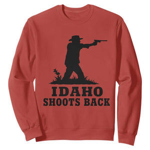 Idaho Shoots Back Minimalist Gunslinger Silhouette State Pride Graphic Sweatshirt TS02 Red Print Your Wear