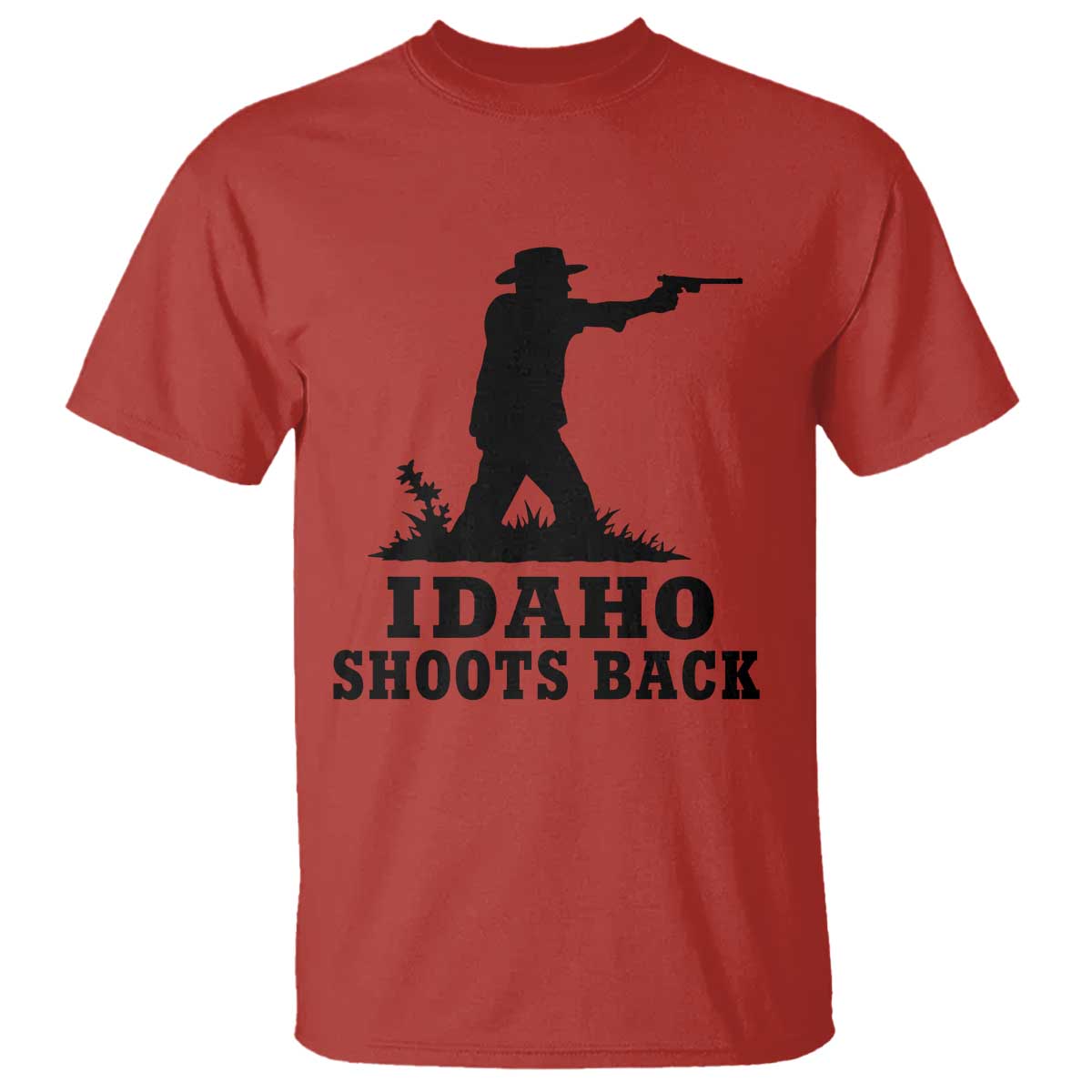 Idaho Shoots Back Minimalist Gunslinger Silhouette State Pride Graphic T Shirt TS02 Red Print Your Wear