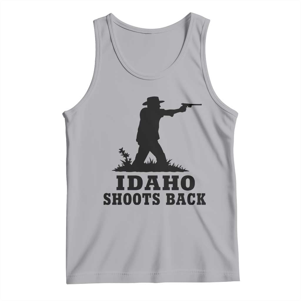 Idaho Shoots Back Minimalist Gunslinger Silhouette State Pride Graphic Tank Top TS02 Athletic Heather Print Your Wear
