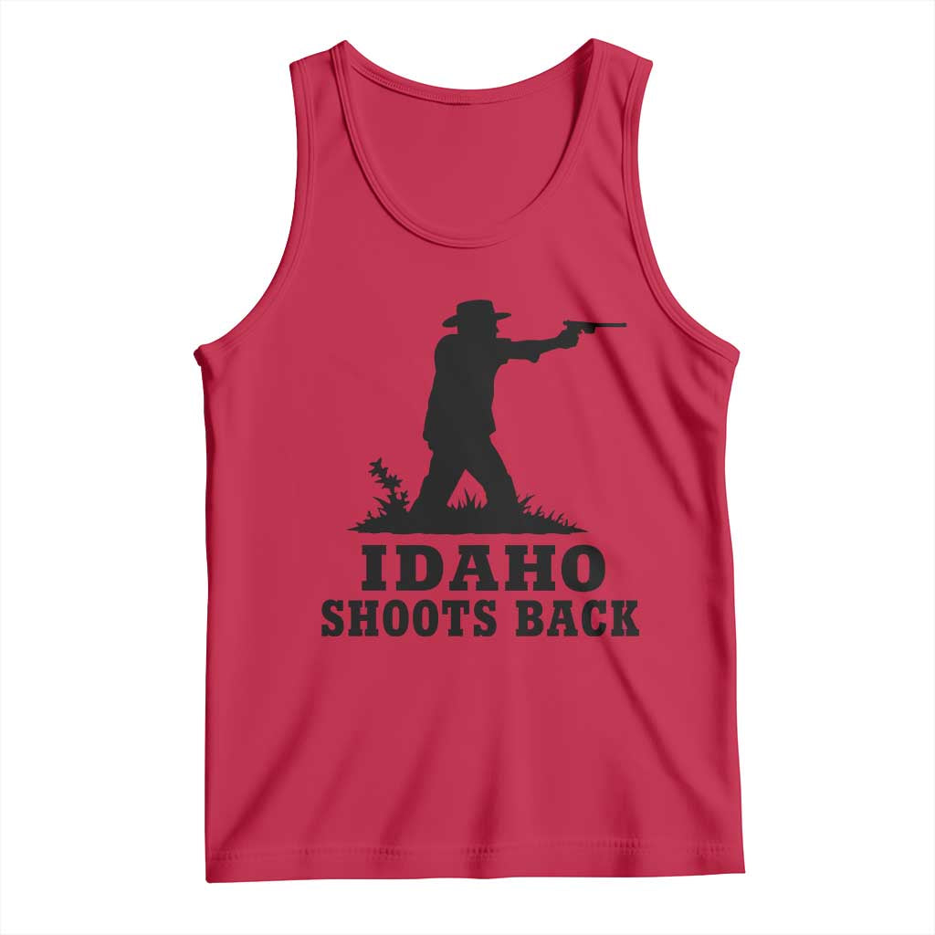Idaho Shoots Back Minimalist Gunslinger Silhouette State Pride Graphic Tank Top TS02 Red Print Your Wear