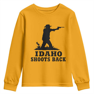 Idaho Shoots Back Minimalist Gunslinger Silhouette State Pride Graphic Youth Sweatshirt TS02 Gold Print Your Wear