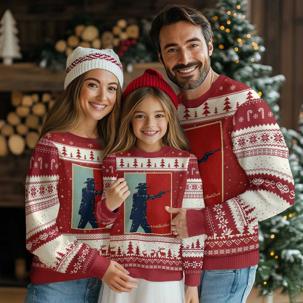 Idaho Shoots Back Vintage Pop Art Poster Style Graphic Ugly Christmas Sweater TS02 Red Beige Print Your Wear