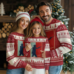 Idaho Shoots Back Vintage Pop Art Poster Style Graphic Ugly Christmas Sweater TS02 Red Beige Print Your Wear