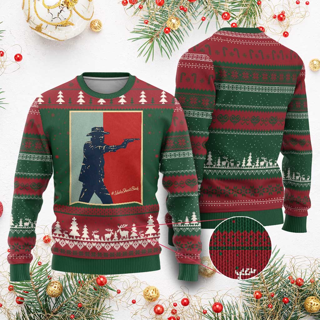Idaho Shoots Back Vintage Pop Art Poster Style Graphic Ugly Christmas Sweater TS02 Red Green Print Your Wear