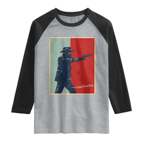 Idaho Shoots Back Vintage Pop Art Poster Style Graphic Raglan Shirt TS02 Heather Gray Black Print Your Wear