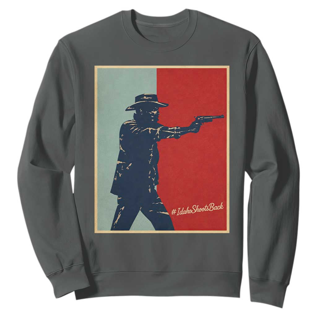 Idaho Shoots Back Vintage Pop Art Poster Style Graphic Sweatshirt TS02 Dark Heather Print Your Wear
