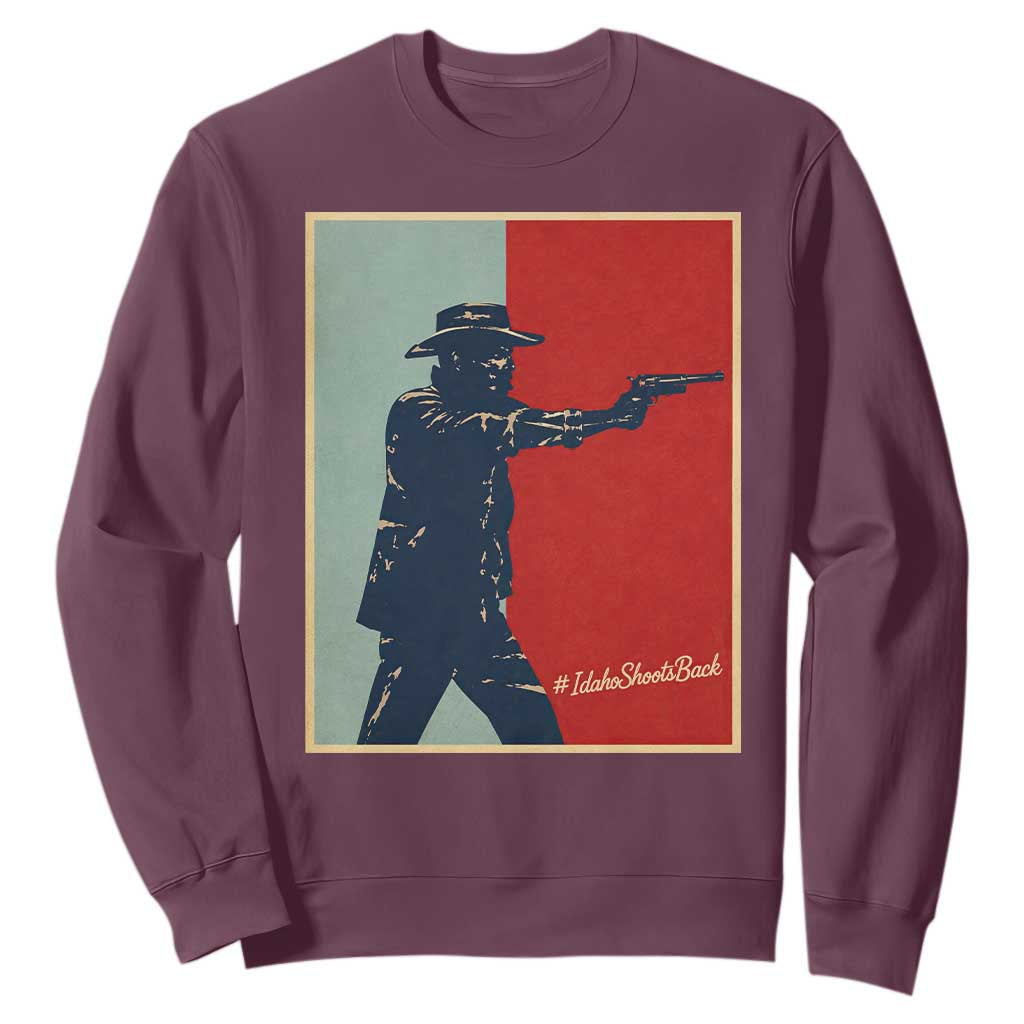 Idaho Shoots Back Vintage Pop Art Poster Style Graphic Sweatshirt TS02 Maroon Print Your Wear