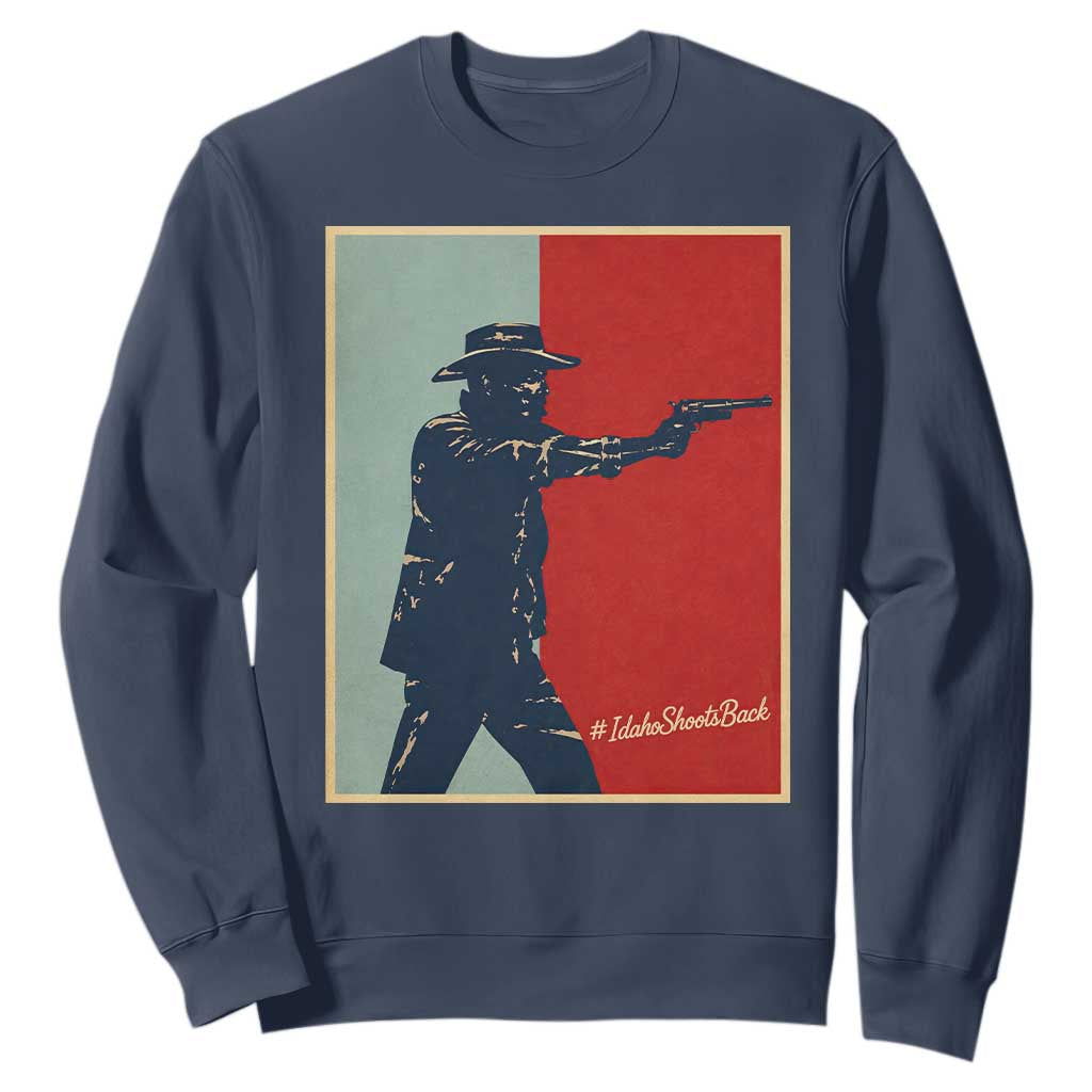 Idaho Shoots Back Vintage Pop Art Poster Style Graphic Sweatshirt TS02 Navy Print Your Wear
