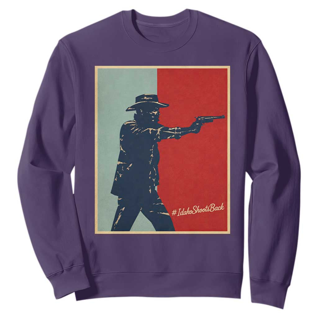 Idaho Shoots Back Vintage Pop Art Poster Style Graphic Sweatshirt TS02 Purple Print Your Wear
