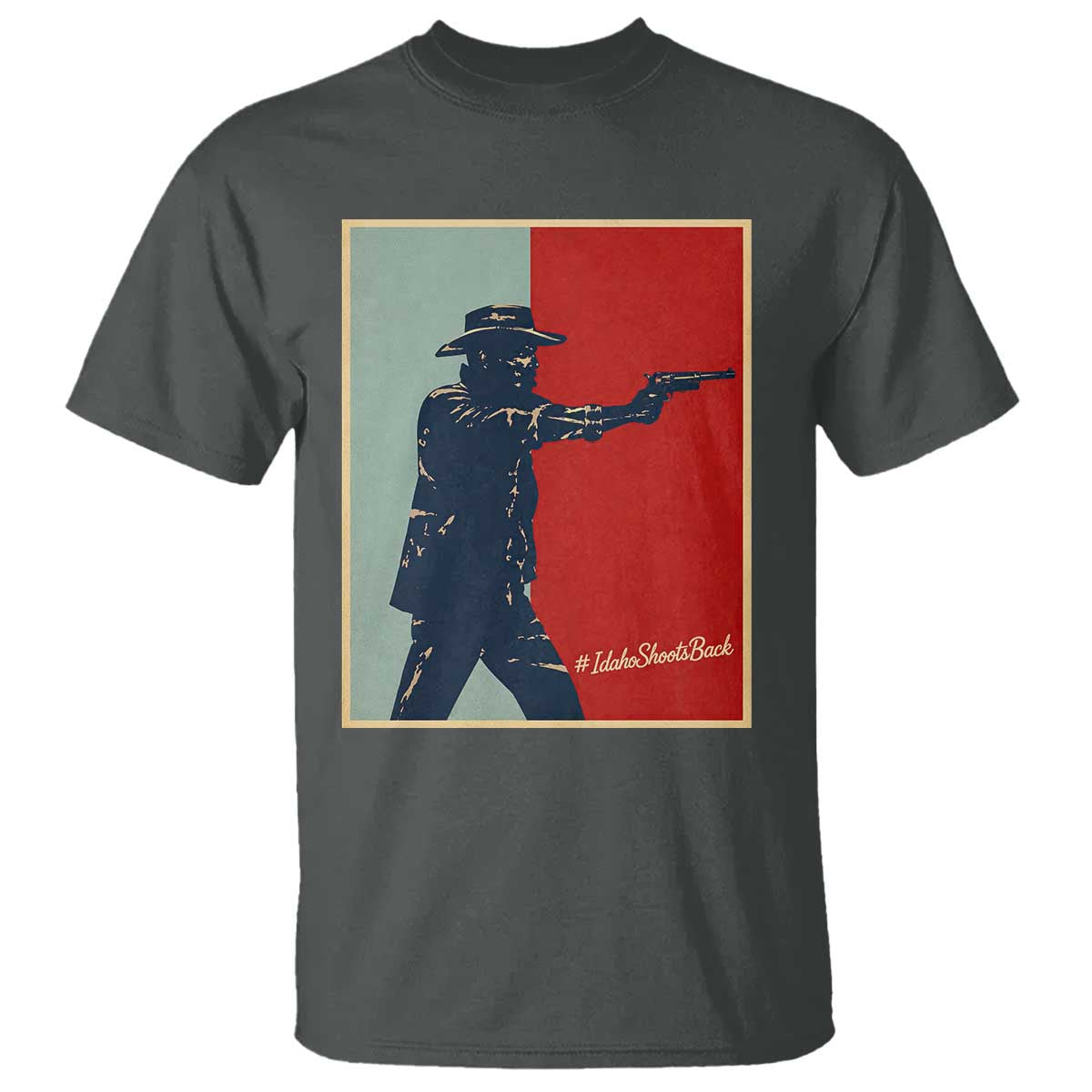 Idaho Shoots Back Vintage Pop Art Poster Style Graphic T Shirt TS02 Dark Heather Print Your Wear