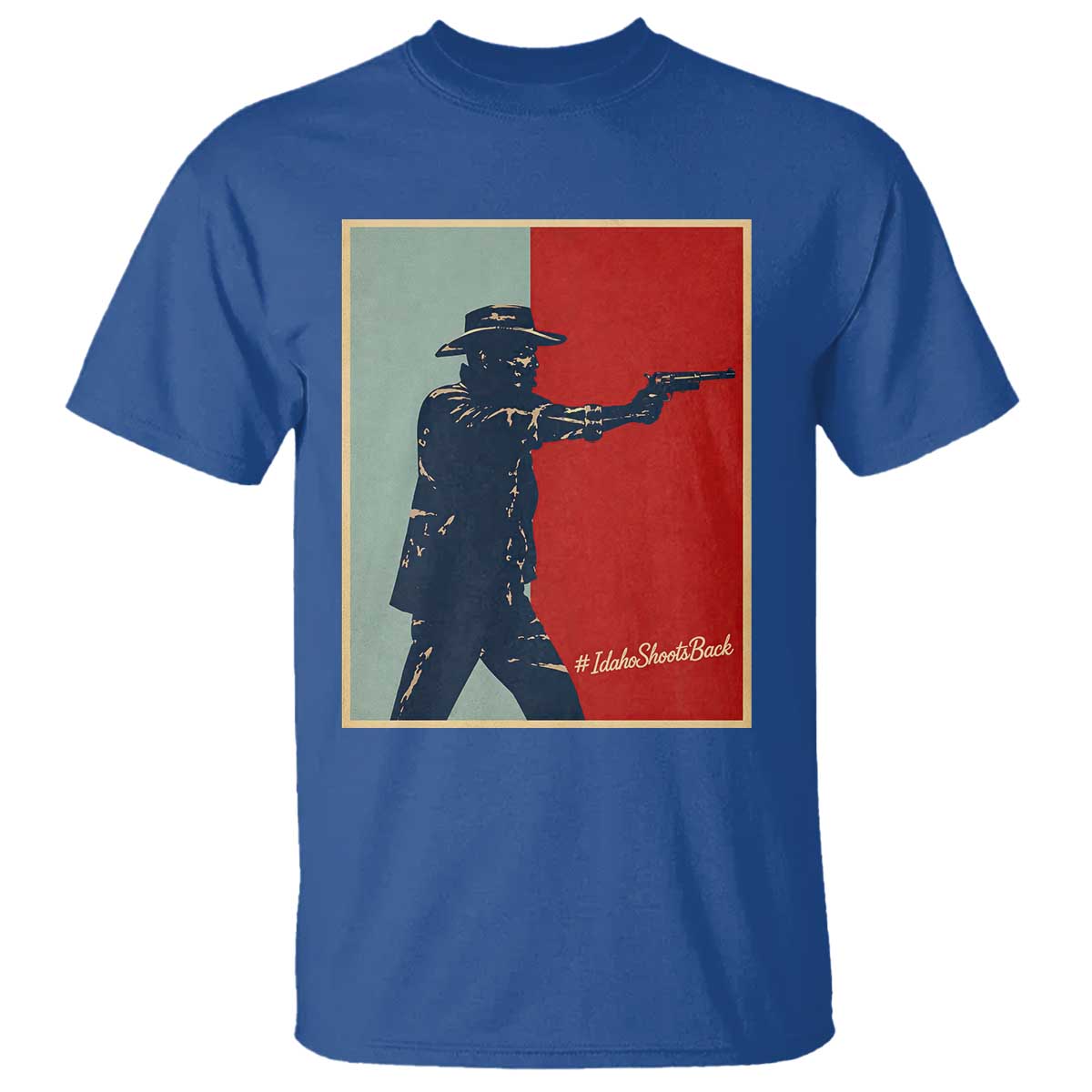Idaho Shoots Back Vintage Pop Art Poster Style Graphic T Shirt TS02 Royal Blue Print Your Wear