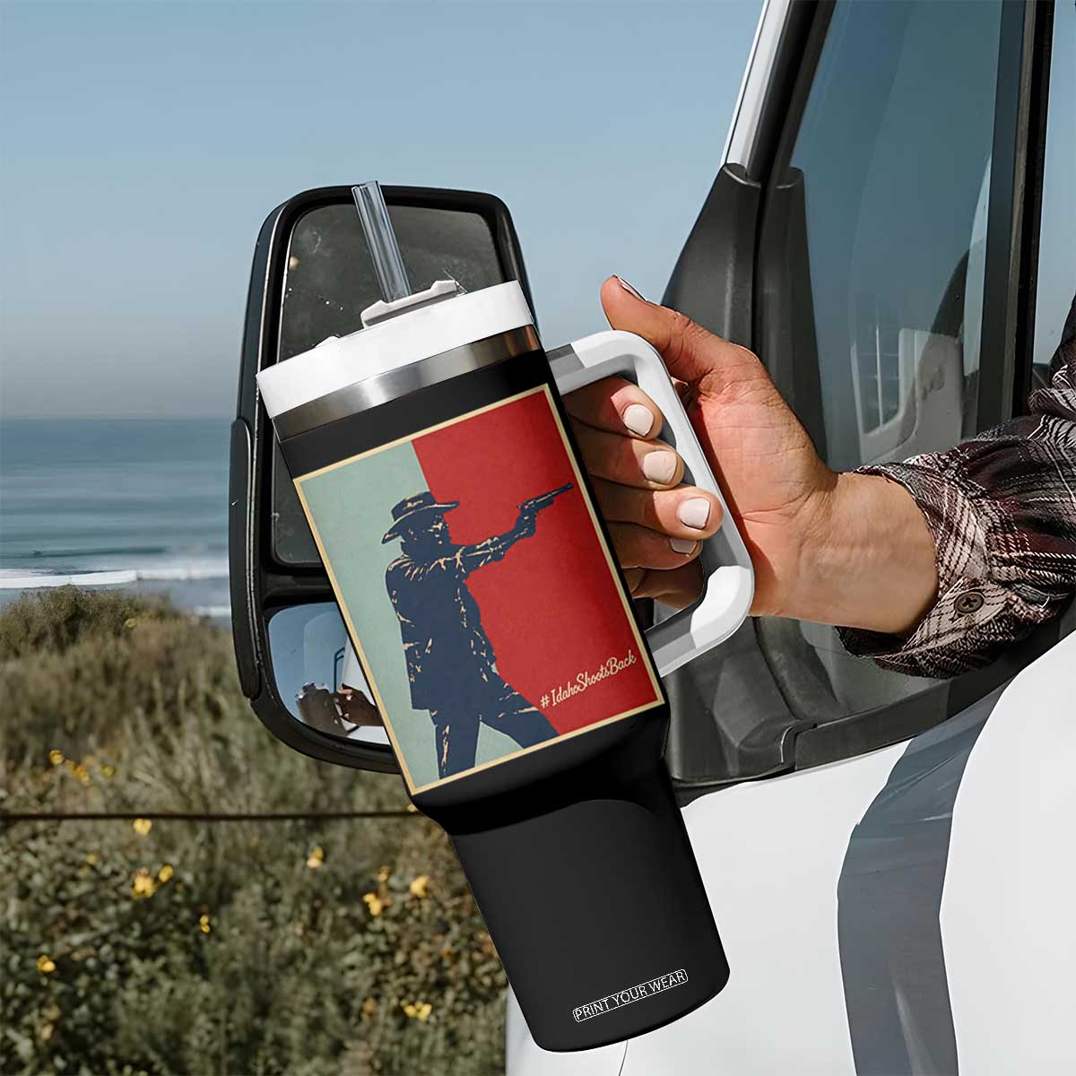 Idaho Shoots Back Vintage Pop Art Poster Style Graphic Tumbler With Handle TS02 Print Your Wear