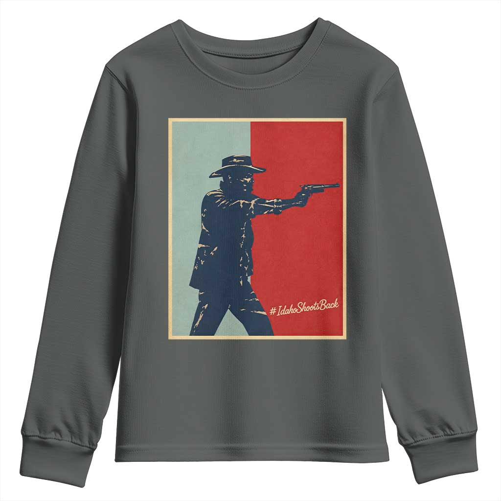 Idaho Shoots Back Vintage Pop Art Poster Style Graphic Youth Sweatshirt TS02 Dark Heather Print Your Wear
