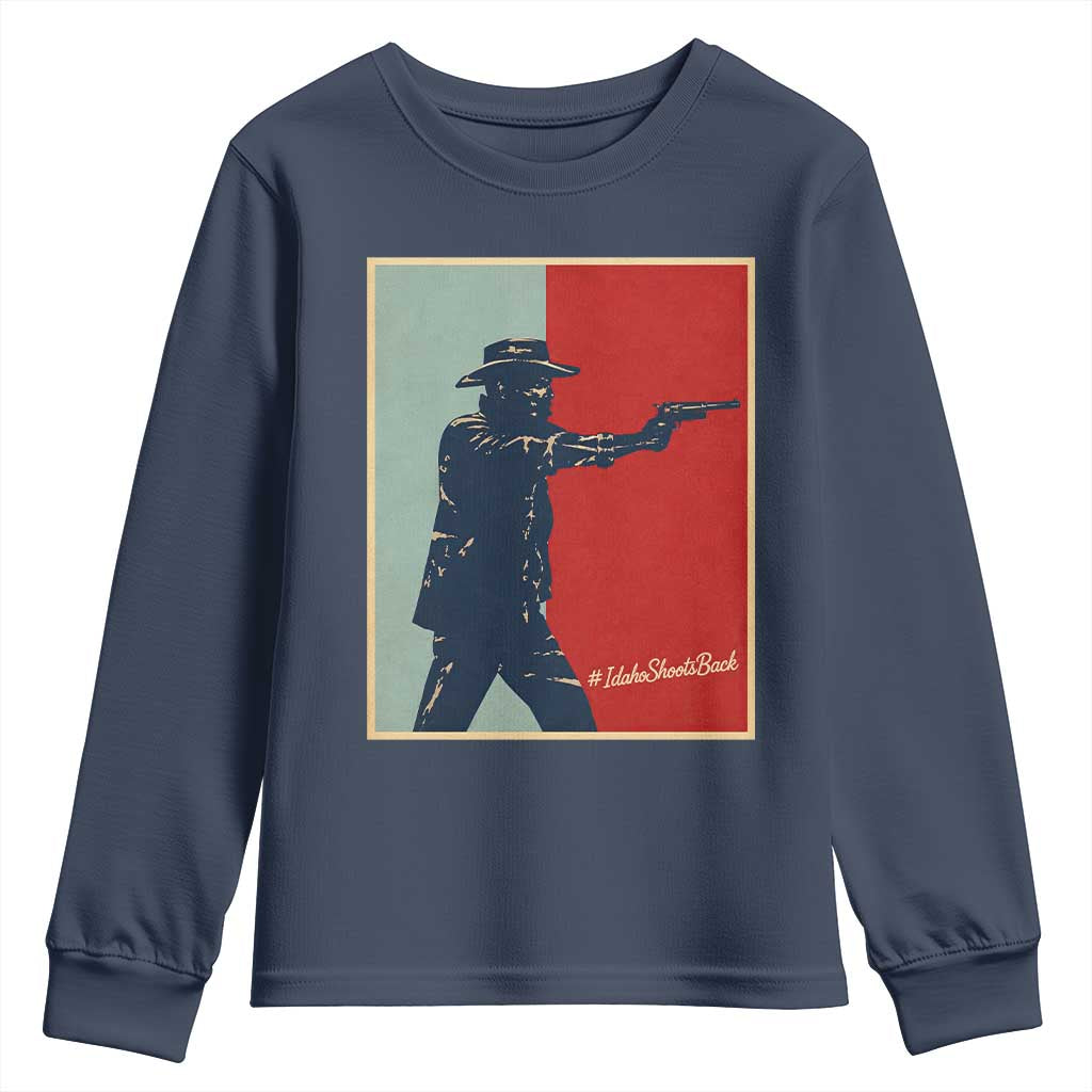 Idaho Shoots Back Vintage Pop Art Poster Style Graphic Youth Sweatshirt TS02 Navy Print Your Wear