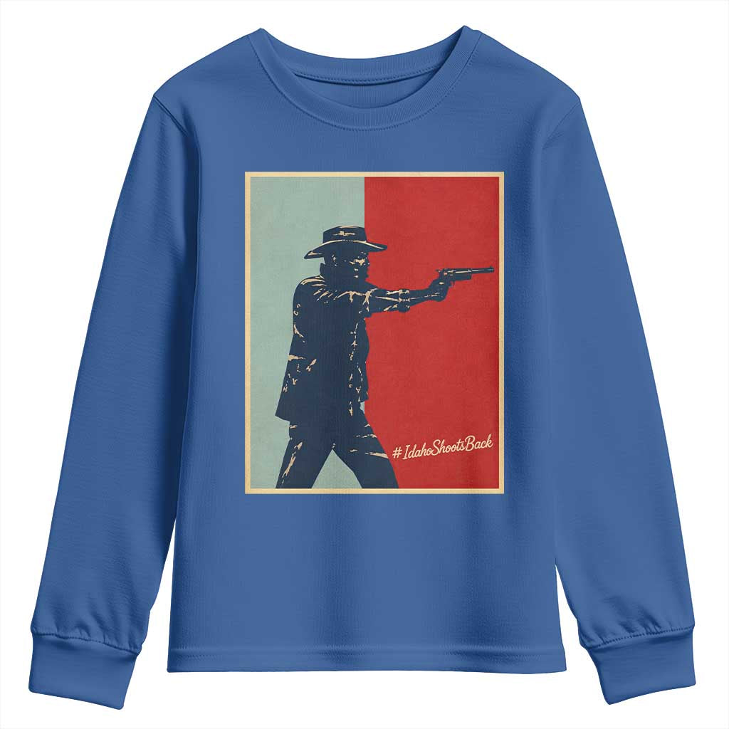 Idaho Shoots Back Vintage Pop Art Poster Style Graphic Youth Sweatshirt TS02 Royal Blue Print Your Wear