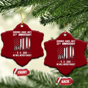 Remember Honor Unite 9 11 Memorial 25th Anniversary Ceramic Ornament We Will Never Forget Patriotic American Flag TS02 Print Your Wear